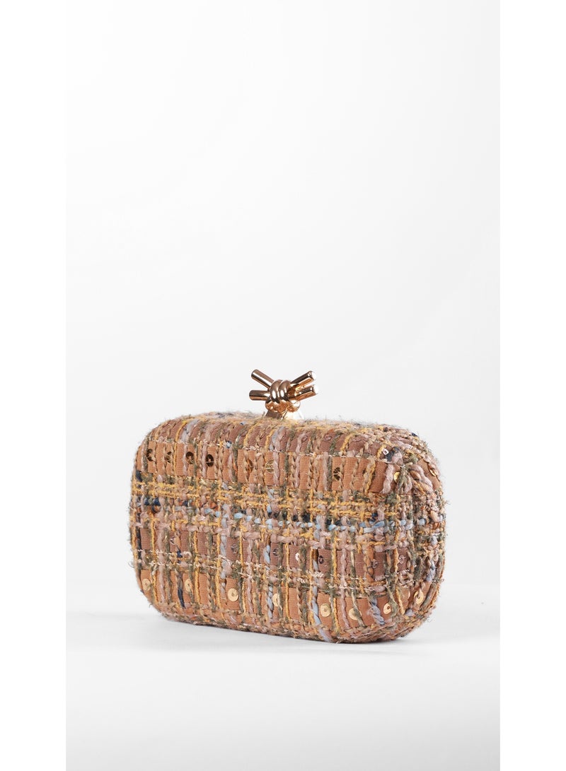 كيفيلي كلتش أوريليا تويد بعقدة معدنية – حقيبة سهرة فاخرة منسوجة يدويًا - Image 2